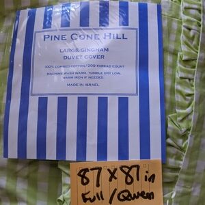 NEW Pine Cone Hill Full/Queen Duvet Cotton Green Gingham